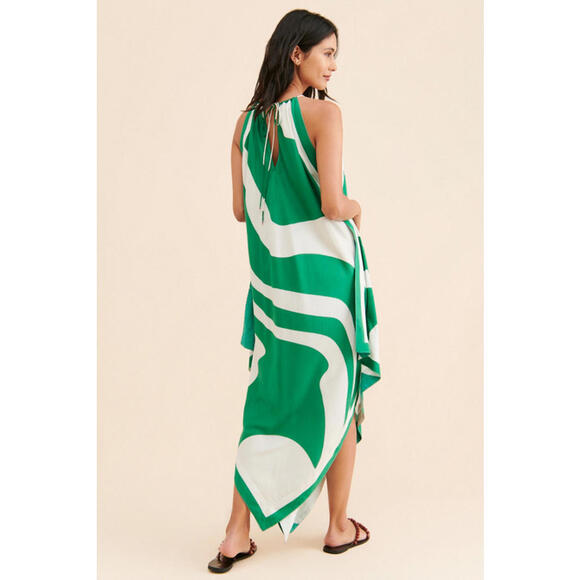 Anthropologie x Let Me Be - Stylish Green Abstract Halter Maxi Dress, size S - Picture 3 of 10